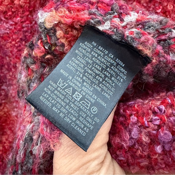 Anthropologie Sleeping on Snow Wool Fringe Cocoon Shawl Boucle XS *o - Picture 6 of 12